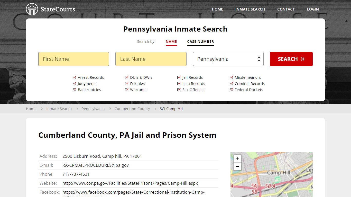 SCI Camp Hill Inmate Records Search, Pennsylvania - StateCourts